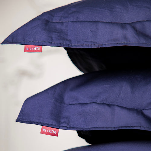 Cotton Sateen Pillowcase  – Indigo Wave
